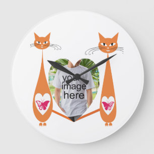 Editable Cat Love Heart – Custom Design Large Clock