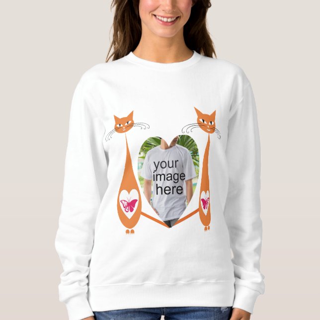 Editable Cat Love Heart  Custom Design Sweatshirt (Front)