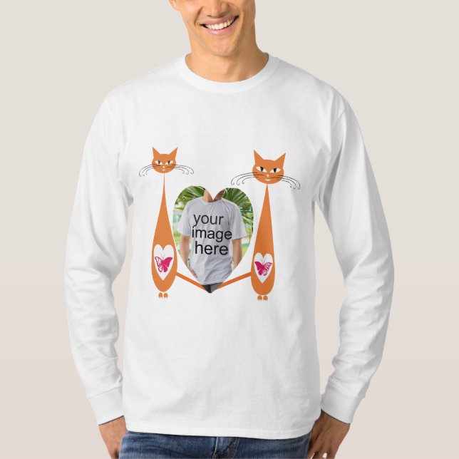 Editable Cat Love Heart Custom Design  T-Shirt (Front)