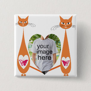 Editable Cat Love Heart – Custom Text Design 15 Cm Square Badge