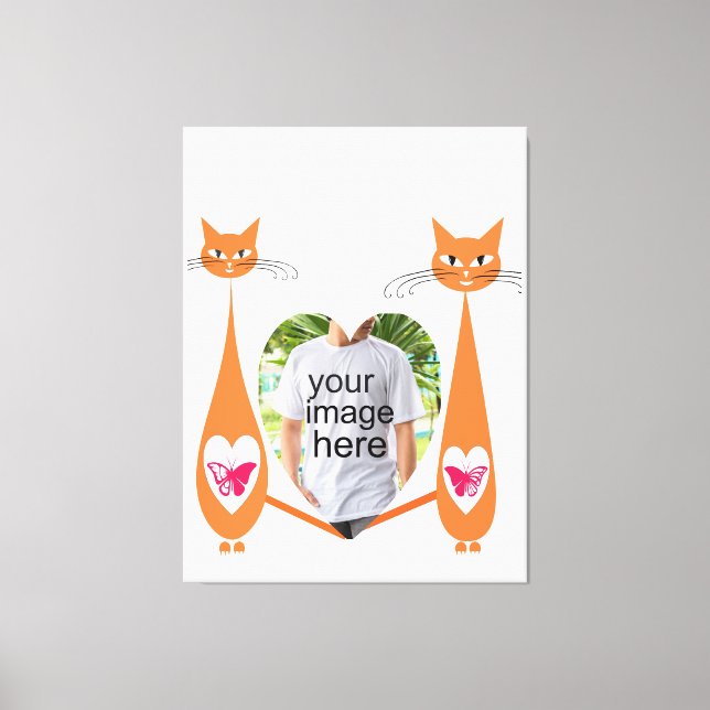 Editable Cat Love Heart – Custom Text Design Canvas Print (Front)