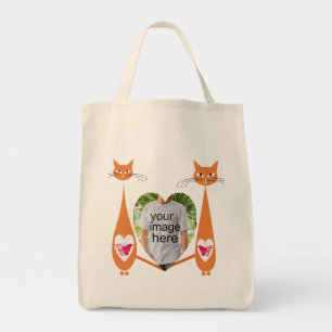 Editable Cat Love Heart Custom Text Design Tote Bag