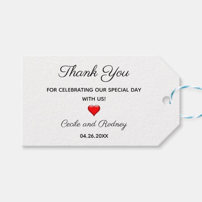 Editable Celebration Thank You Gift Favor Tag (Front (Horizontal))