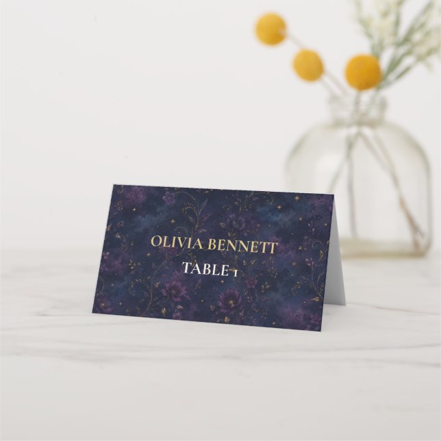 Editable Celestial Gothic Wedding Place Card (Front)