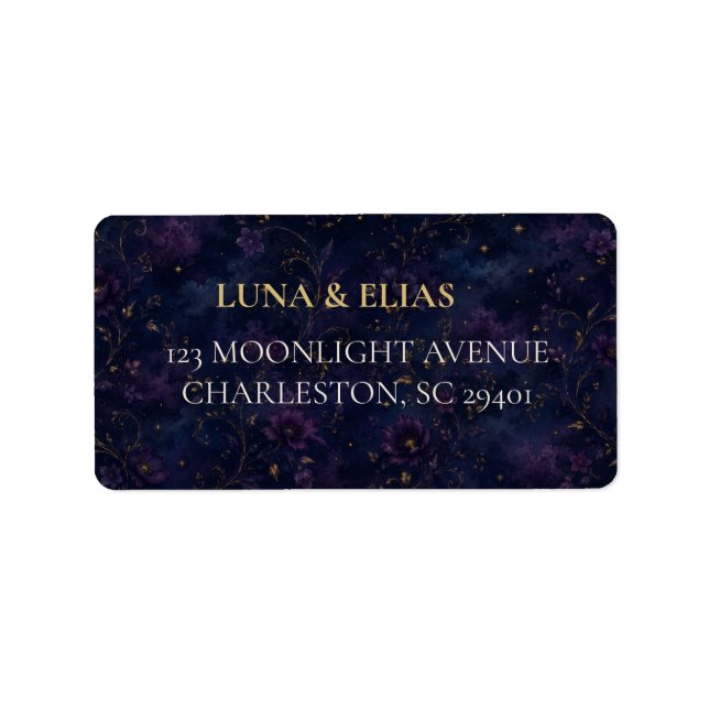 Editable Celestial Gothic Wedding Return Address L Label (Front)