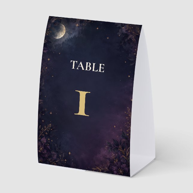 Editable Celestial Gothic Wedding Table Number Ten (Front)