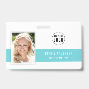 Editable Center Color Add Your Logo Photo Name ID Badge
