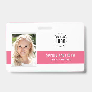 Editable Center Color Add Your Logo Photo Name ID Badge