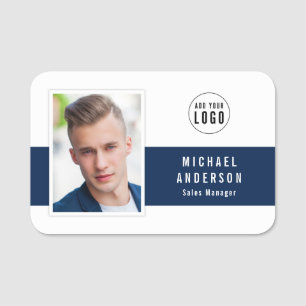 Editable Center Color Add Your Logo Photo Name Tag