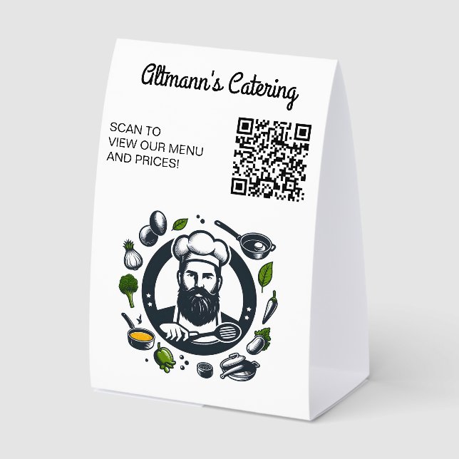 Editable Chef Catering Restaurant QR Code Menu (Front)