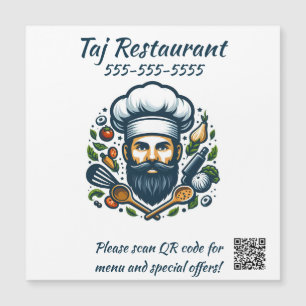 Editable Chef Restaurant QR Code Magnet
