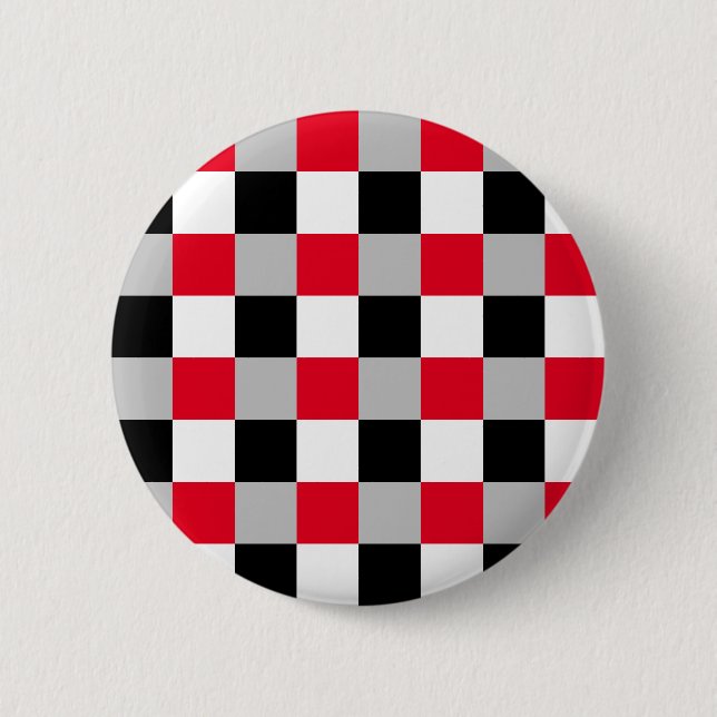 Editable chequerboard pattern 6 cm round badge (Front)