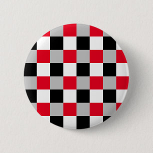 Editable chequerboard pattern 6 cm round badge