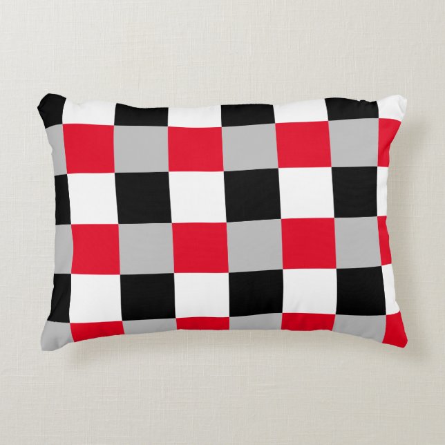 Editable chequerboard pattern decorative cushion (Front)