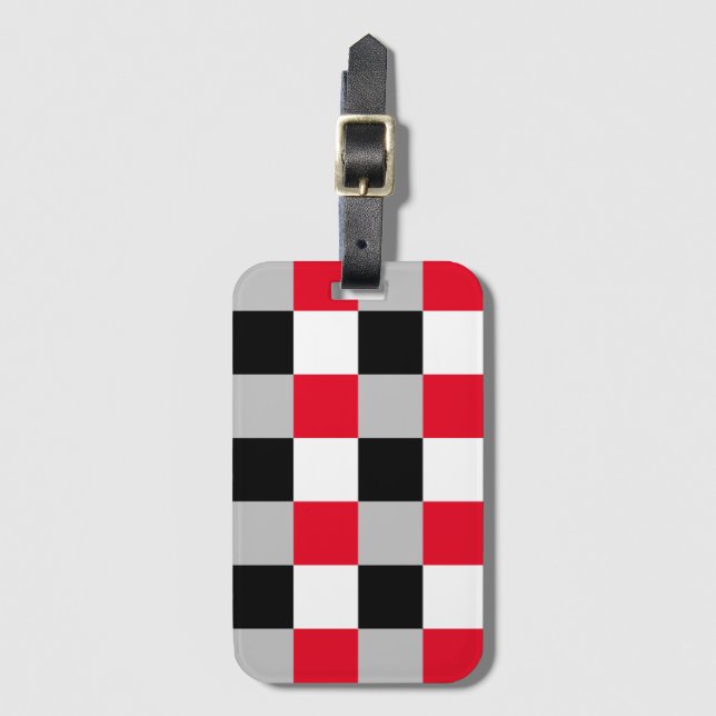 Editable chequerboard pattern luggage tag (Front Vertical)