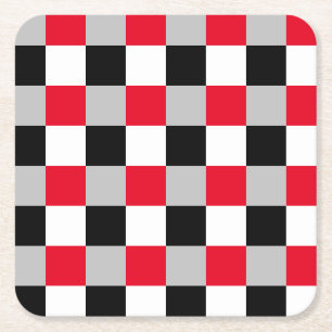 Editable chequerboard pattern square paper coaster