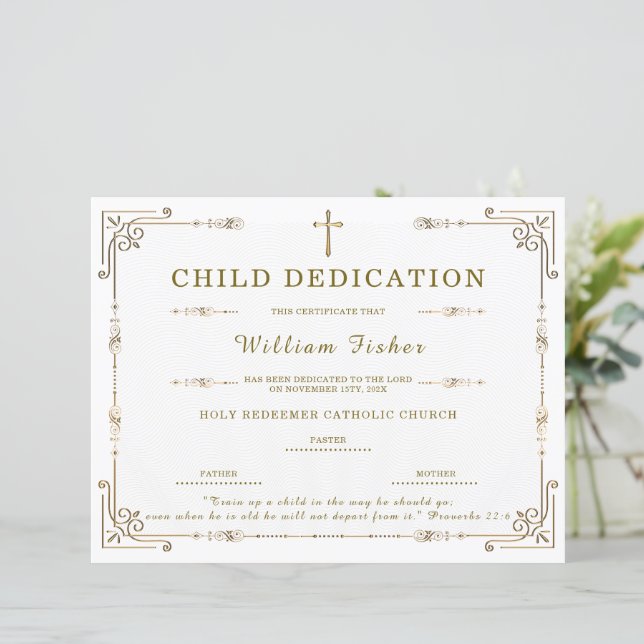 Editable Child Dedication Certificate Template Zazzle