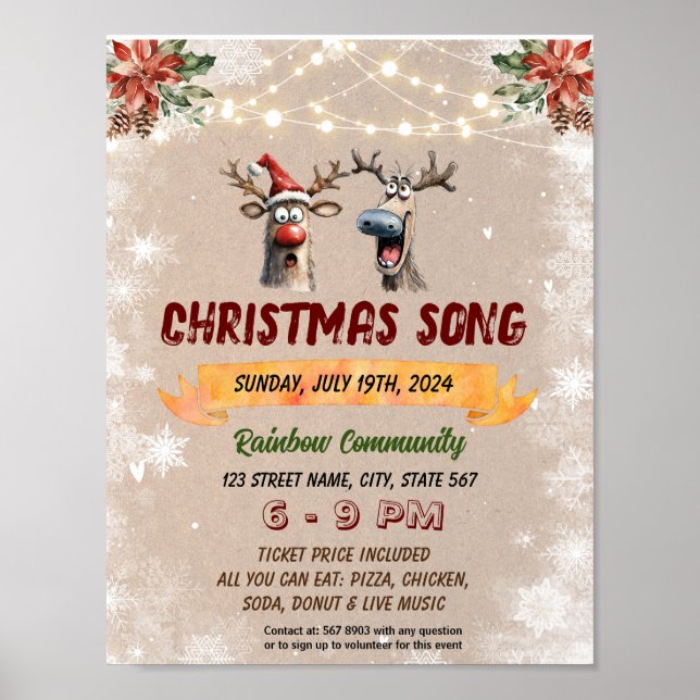Editable Christmas Carol singing flyer Poster (Front)
