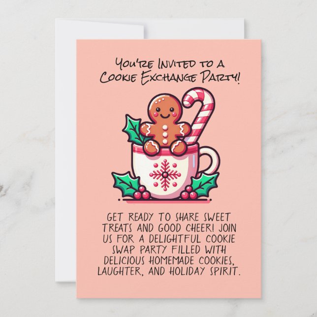  Editable Christmas Cookie Exchange Party Custom Invitation (Front)