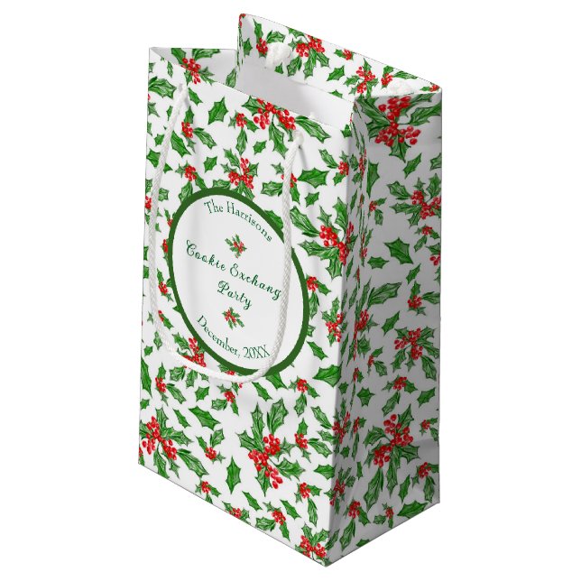 Editable Christmas Cookie Party Merry Christmas Small Gift Bag (Back Angled)