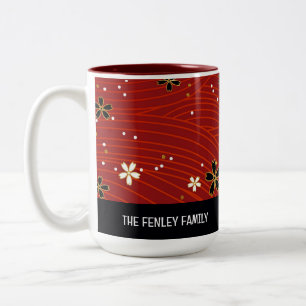 Editable Christmas Flowers  Two-Tone Coffee Mug