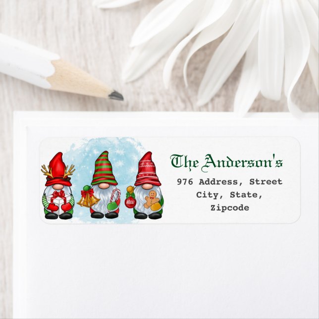 Editable Christmas Gnome Return Address Labels (Insitu)