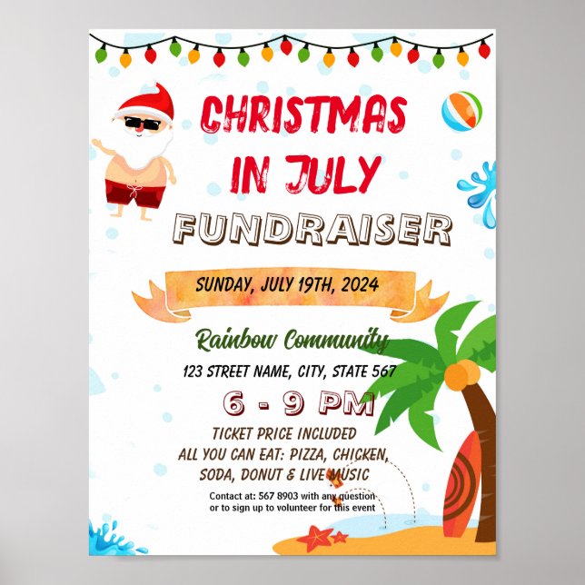 Editable Christmas in July flyer Poster (Front)
