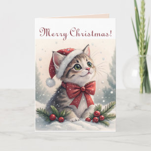 Editable Christmas Kitty Card