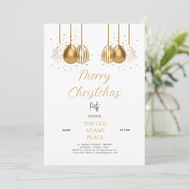 Editable Christmas Party Holiday Business Year End Invitation (Standing Front)