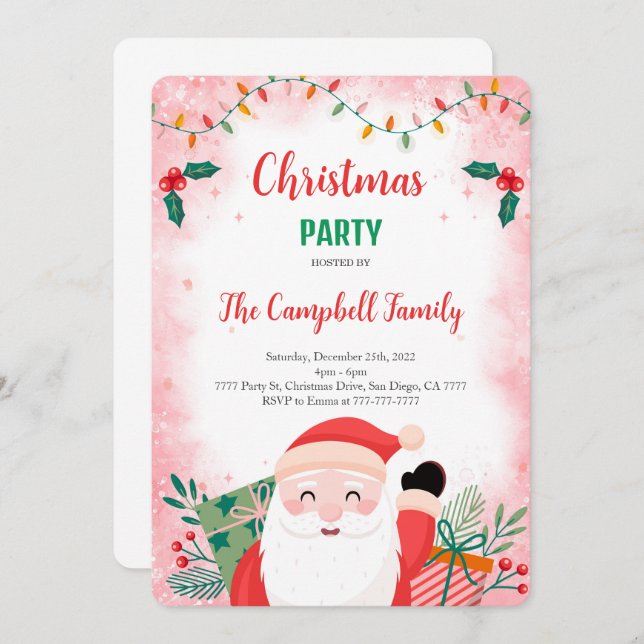 Editable Christmas Party Invitation (Front/Back)