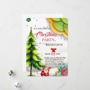 Editable Christmas Party Invitation, Printable Holiday Card