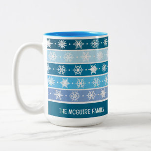 Editable Christmas Snowflakes Two-Tone Coffee Mug