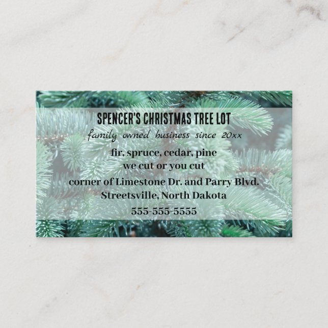 Editable Christmas Tree Lot Business Card (Front)