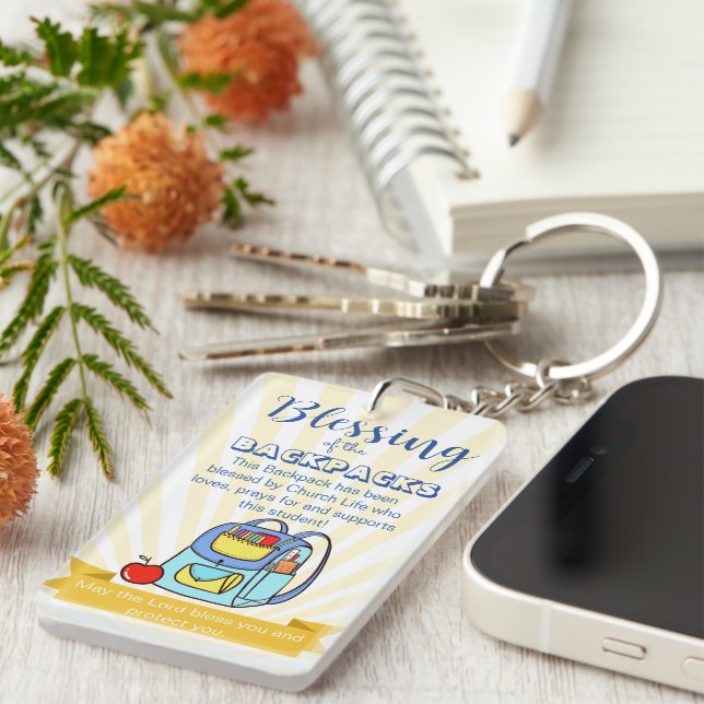 Editable Church Backpack Blessing Back to School Key Ring (Front Right)