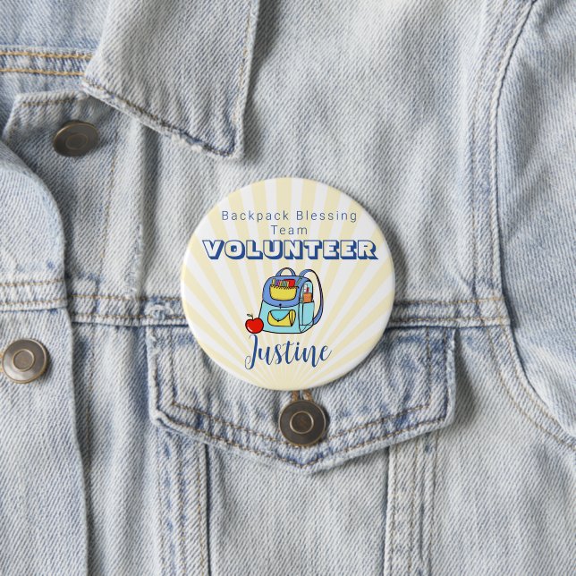 Editable Church Backpack Blessing Volunteer  7.5 Cm Round Badge (In Situ)