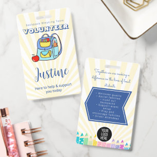 Editable Church Backpack Blessing Volunteer ID Badge
