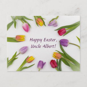 Editable Circle of Tulips Easter Greeting Postcard