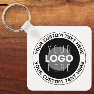 Editable Circular Text & Replaceable Logo B&W Key Ring