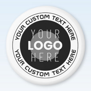 Editable Circular Text & Replaceable Logo   B&W Magnet