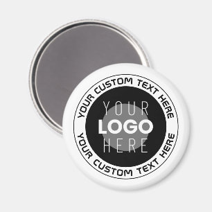 Editable Circular Text & Replaceable Logo   B&W Magnet