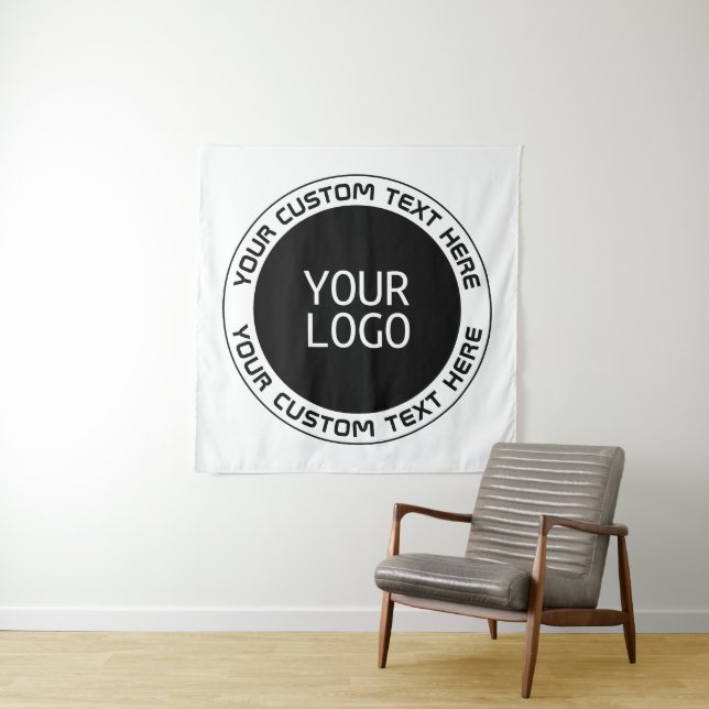 Editable Circular Text & Replaceable Logo | B&W Tapestry (In Situ)