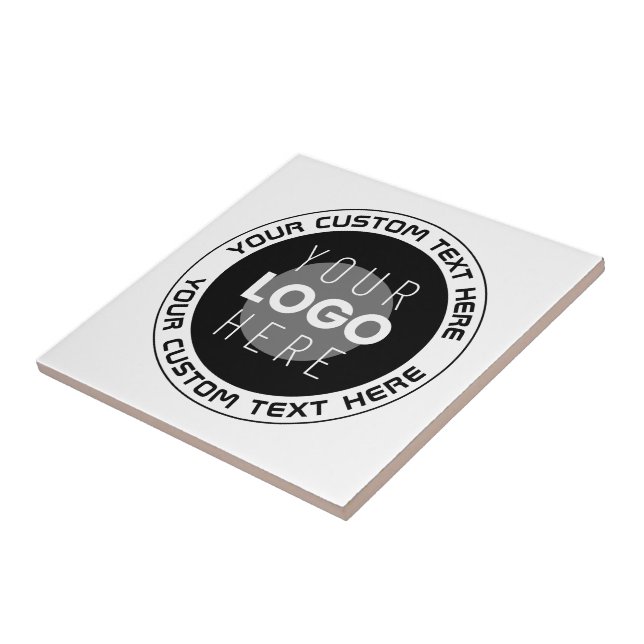 Editable Circular Text & Replaceable Logo | B&W Tile (Side)