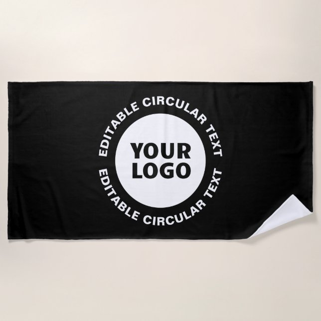 Editable Circular Text Template & Your Logo Beach Towel (Front)