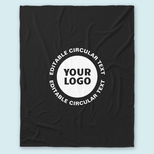 Editable Circular Text Template & Your Logo Fleece Blanket (Creator Uploaded)