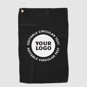 Editable Circular Text Template & Your Logo Golf Towel