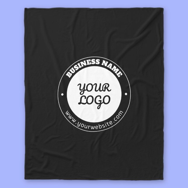 Editable Circular Text & Uploaded Logo Template  Fleece Blanket (Creator Uploaded)