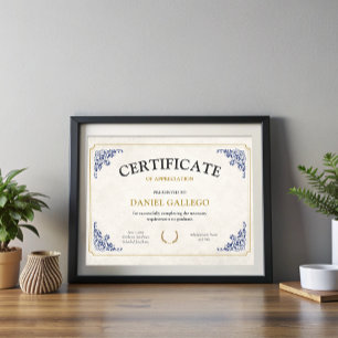 Editable Classic Certificate of Graduation Award