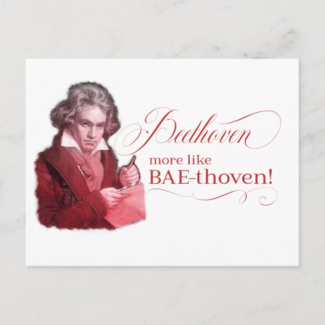 EDITABLE Classical Music w/ Beethoven Valentine Holiday Postcard (Front)