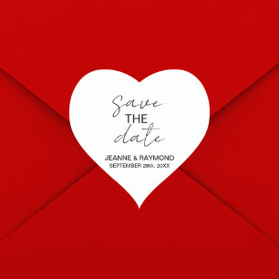 Editable Clean Save the date Wedding Announcement  Heart Sticker