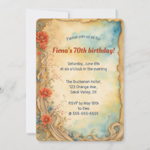 Editable Climbing Roses and Swirls Invitation